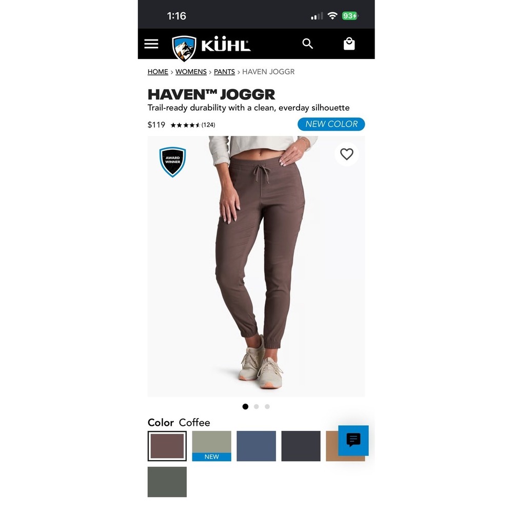 Women's Kuhl Haven Jogger pants size large color coffee